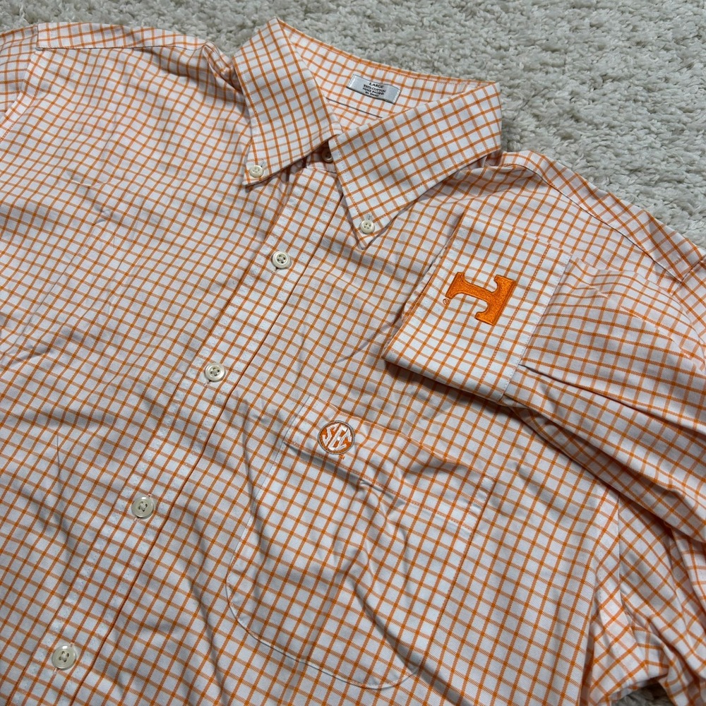 Peter Millar Button Down Large Orange Tennessee Volunteers SEC Nanoluxe Shirt